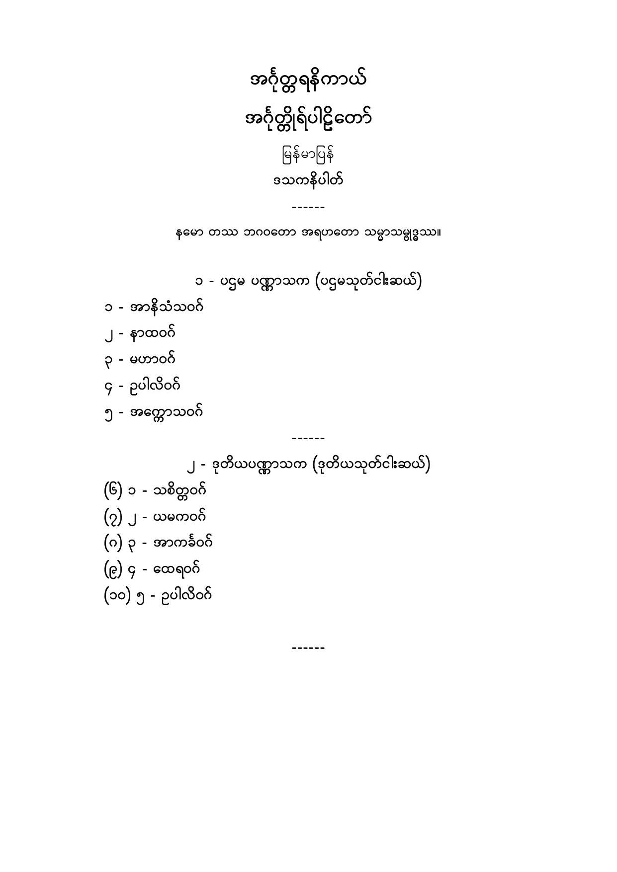 အဂၤုတၱရနိကာယ္ အဂၤုတၱိဳပါဠိေတာ္ ျမန္မာျပန္ ဒသကနိပါတ္.PDF